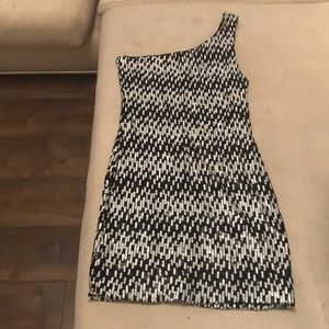 Black and White Sequins Mini Dress